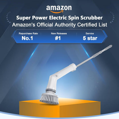 Qimedo Electric Spin Scrubber Extra Large Brush Q3,6000 mAh Best Battery Power Scrubber for Cleaning,1200RPM Shower Cordless Cleaning Brush with 8 Brushes for Bath/Tub/Tile/Floor (Smart Display)