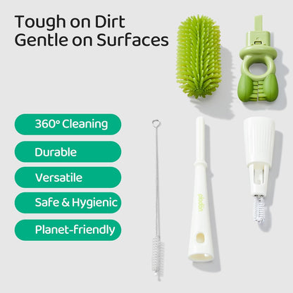 5-in-1 Silicone Baby Bottle Brush Set with Straw Cleaner, Flexible 90° Bendable Bottle Cleaning Kit for Nursing, Sports Bottles, Dishwasher Safe, BPA-Free, Kitchen & Travel