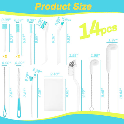 Potanro Ice Machine Cleaner Brush Sets, 14pcs Countertop Ice Maker Cleaner Tools, Gap Crevice Cleaning Brushes Tools Small Spaces, Scrub Sponge, Thin Brush for Cleaning Window Track, Straw, Bottle