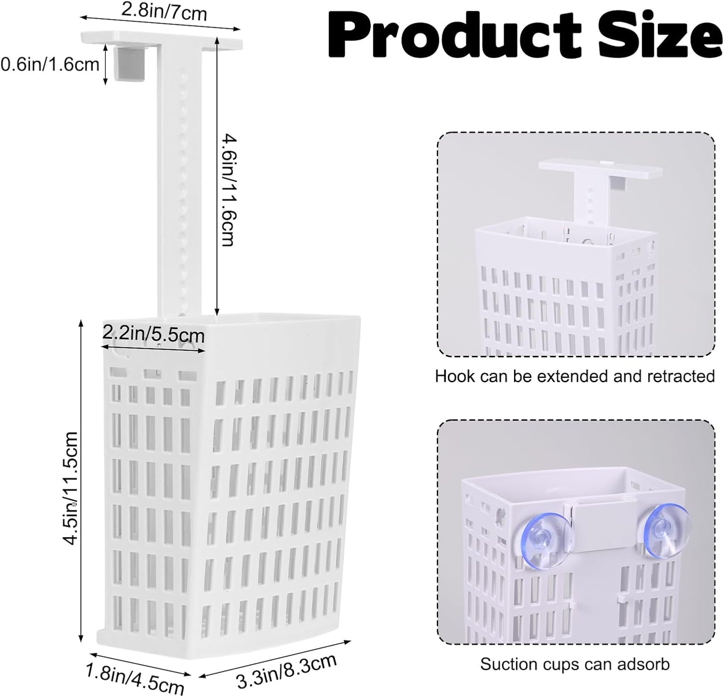 Toilet Tank Cleaning Tablet Holder, Hanging Holder with Adjustable Hook to Hang Toilet Cleaner Box, Can Collect Residue Inside the toilet, White