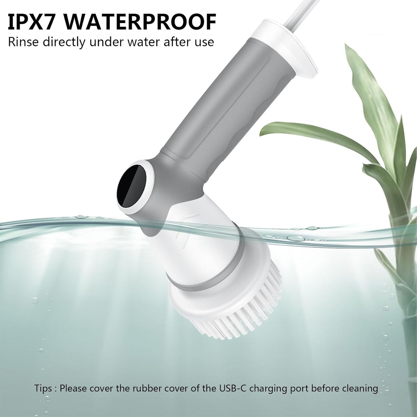 DAESUNG Electric Spin Scrubber, Cordless Power Scrubber & Electric Cleaning Brush with 7 Replaceable Heads, Dual Speed IPX7 Waterproof Handheld Scrubber for Bathroom, Shower & Tile Cleaning