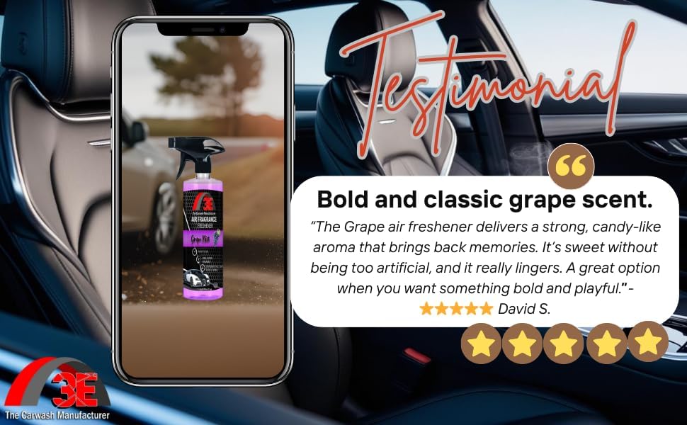 3E Car Air Freshener Premium Baby Powder Scent 16 fl oz – Professional Automotive Air Freshener & Odor Eliminator, Long-Lasting Interior Fragrance for Cars, Trucks, SUVs, RV, Home & Office