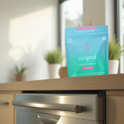 Natural Dishwasher Detergent Pods| Free and Clear (Unscented) Dish Tabs, Eco-Friendly Plant Based Enzymes | Leaves Dishes Sparkling, 60 Count