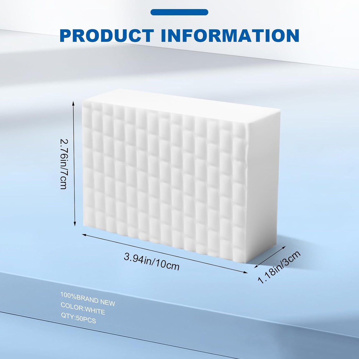 50-Pack Extra-Thick Melamine Sponges – 3.94" × 2.76" × 1.18" Durable Kitchen & Bathroom Cleaning Pads – Powerful, Non-Scratch, Water-Activated Magic Sponge