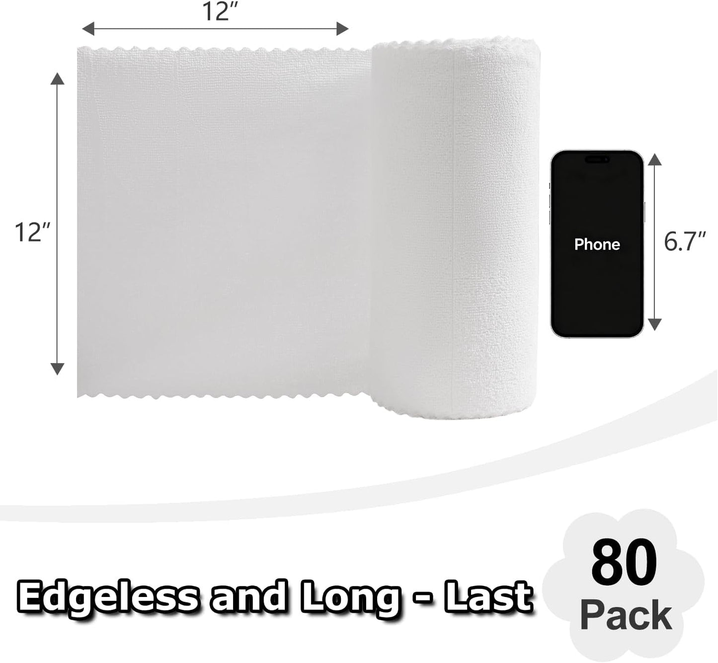 80 Pack Microfiber Cleaning Cloth Roll Reusable Paper Towels 12"x12" Tear Away Cloth, Microfiber Towels for Cars, Wash Cloths, Lint Free Dark Grey Rags for House, Kitchen,Window,Cleaning Supplies