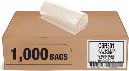 Aluf Plastics 33 Gallon Clear Trash Bags - 33" x 39" - 1.5 MIL (eq) - CSR Series - Heavy Duty Industrial Liners Clear Garbage Bags for Recycling, Contractors, Storage, Outdoor, 1 Count (Pack of 100)