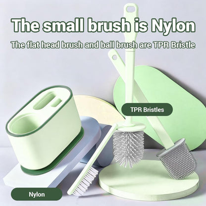 Toilet Brush Set, Bathroom Accessories, Toilet Bowl Cleaners, Deep Cleansing Multifunctional Hanging Toilet Brush Set for Bathroom(Cherry Blossom Pink)