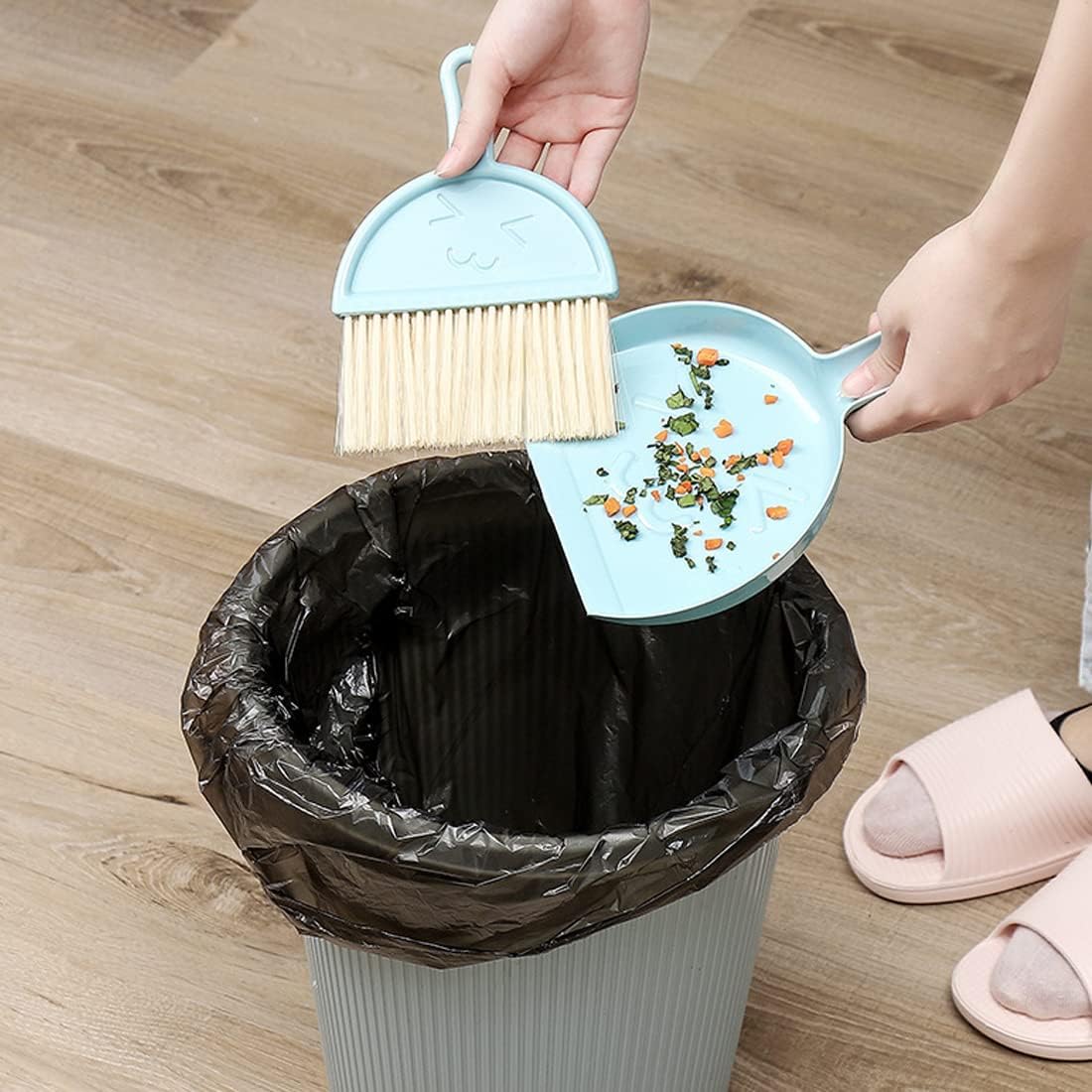 Mini Hand Brooms Small Dust Pan and Brush Set for Table, Desk, Countertop, Key Board, Cat, Dog and Other Pets (Green) (ENG547)