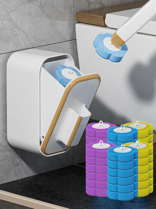 Disposable Toilet Brush,Toilet Bowl Brush with Holder,36 Refills Toilet Bowl Cleaner,Toilet Cleaning Supplies,Wall Mounted Toilet Wand Brush Kit for Cleaning and Bathroom Maintenance