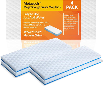 Magic Sponge Eraser Mop Pad,Melamine Sponge Mop Pad Refill for Kitchen Bathroom Swimming Pool Boat(Mop Pad Refill,10"x4.7"x0.47")