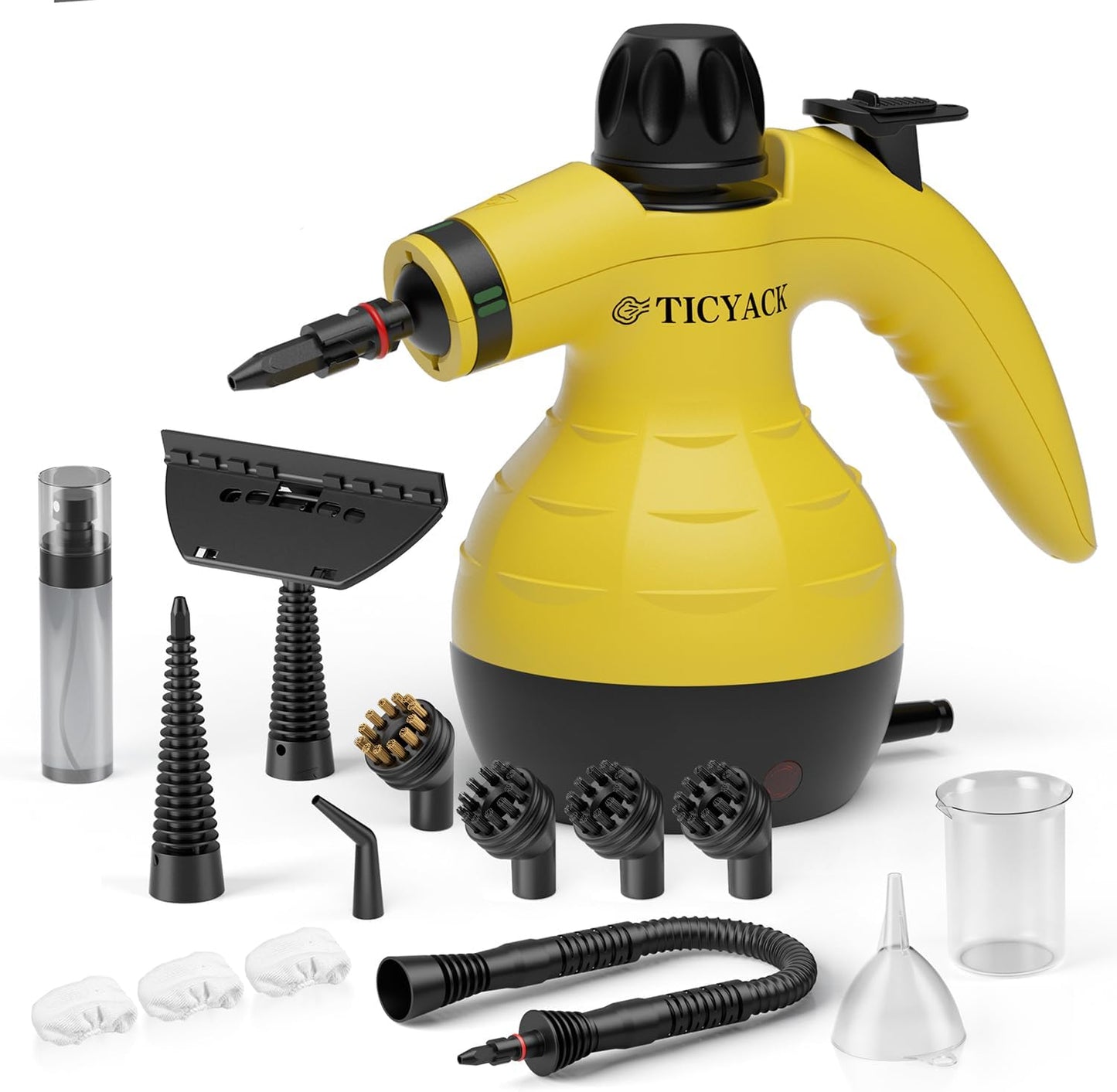 TICYACK Handheld Steam Cleaner, Steam Cleaner with 16 PCS Accessory & Safety Lock, 500ML Capacity, Multi-Surface Deep Cleaning for Home, Car, Bathroom, Grout, Floor, Window (White)