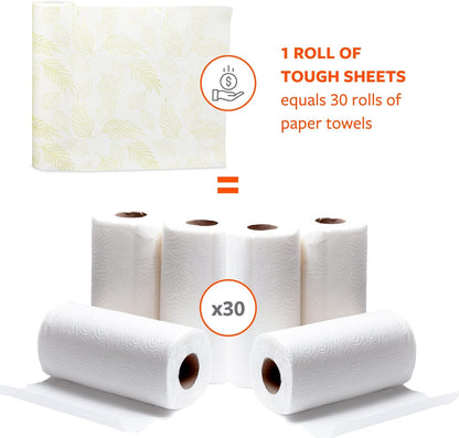 Full Circle Tough Sheets Reusable Plant-based Paper Towels – Super-Absorbent, Bamboo Towels - Multi-Use Cleaning Products - 30 Sheet Roll