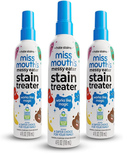 Miss Mouth's Messy Eater Stain Treater Spray - 4oz 2 Pack Stain Remover - Newborn & Baby Essentials - No Dry Cleaning Food, Grease, Coffee Off Laundry, Underwear, Fabric