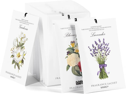 MYARO 12 Pack Fresh Linen Scented Sachets for Drawer, Closet & Car Air Freshener Bags | Odor Eliminator & Fabric Refresher | Crisp, Clean Home Fragrance Gift Set