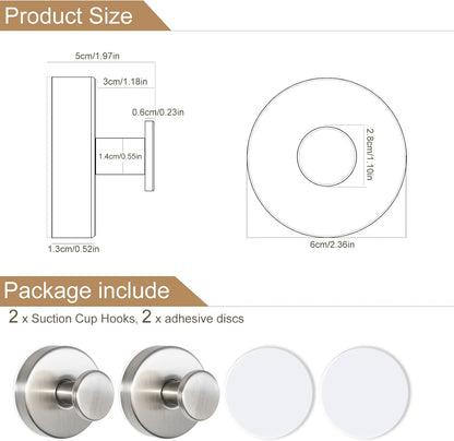 ZESLMG Adhesive Hooks for Shower, Chrome Self Sticky Hooks for Glass Window Kitchen Wall, Removable Bath Robe Loofah Door Wreath Coat Towel Hook No Damage for Hanging, 4 Pack