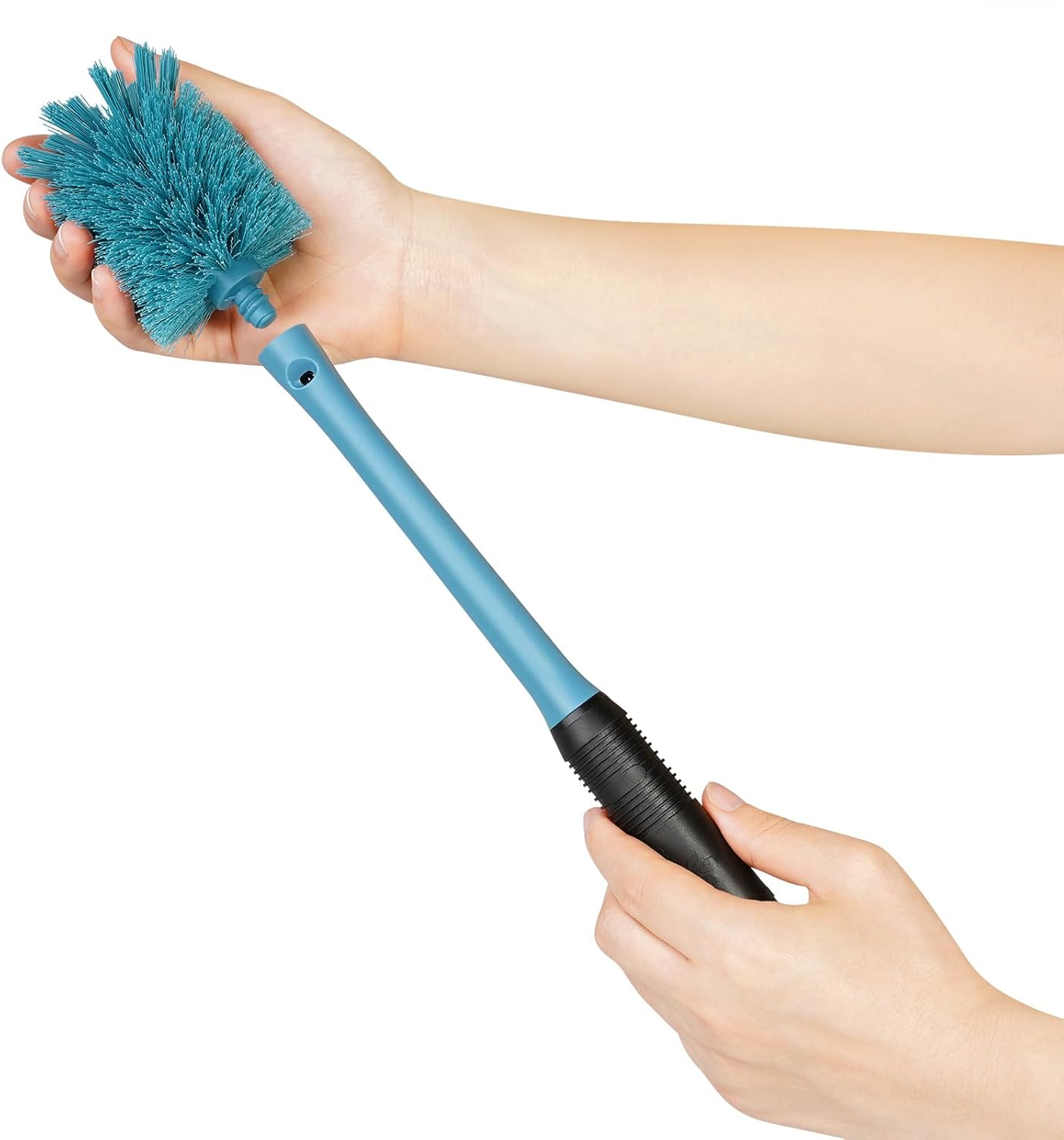 MOSOLAN 2-in-1 Water Bottle Brush and Straw Cleaner Brush, Long Handle Scrub Brush with Replaceable Head for Water Bottles, Glasswares, Mugs, Flasks, Tumblers, Vases, and Kitchen Sink, Smokey Blue