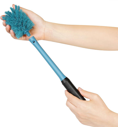 MOSOLAN 2-in-1 Water Bottle Brush and Straw Cleaner Brush, Long Handle Scrub Brush with Replaceable Head for Water Bottles, Glasswares, Mugs, Flasks, Tumblers, Vases, and Kitchen Sink, Smokey Blue