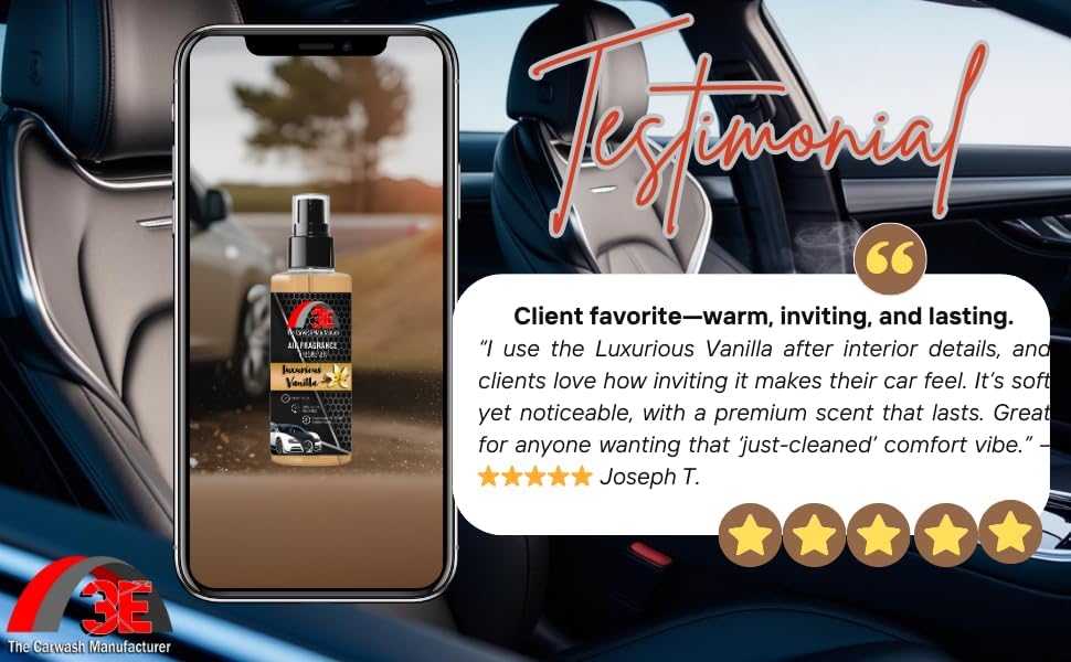 3E Car Air Freshener Premium Baby Powder Scent 16 fl oz – Professional Automotive Air Freshener & Odor Eliminator, Long-Lasting Interior Fragrance for Cars, Trucks, SUVs, RV, Home & Office