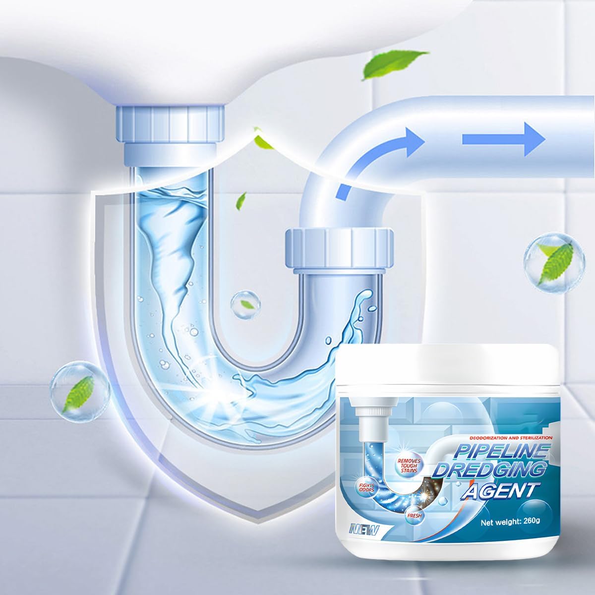 Drain Clog Remover, Powerful Pipe Dredging Agent, Sink Drain Cleaner for Kitchen Bathroom, Unclogging Solution for Pipes, Toilets & Showers (1)
