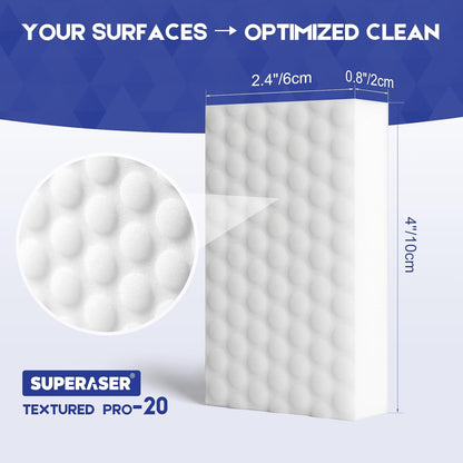 Magic Sponge 10 Pack Textured Quick Series, Effortlessly Erase Scuff Marks and Stains from Multiple Surfaces with No Harsh Chemicals