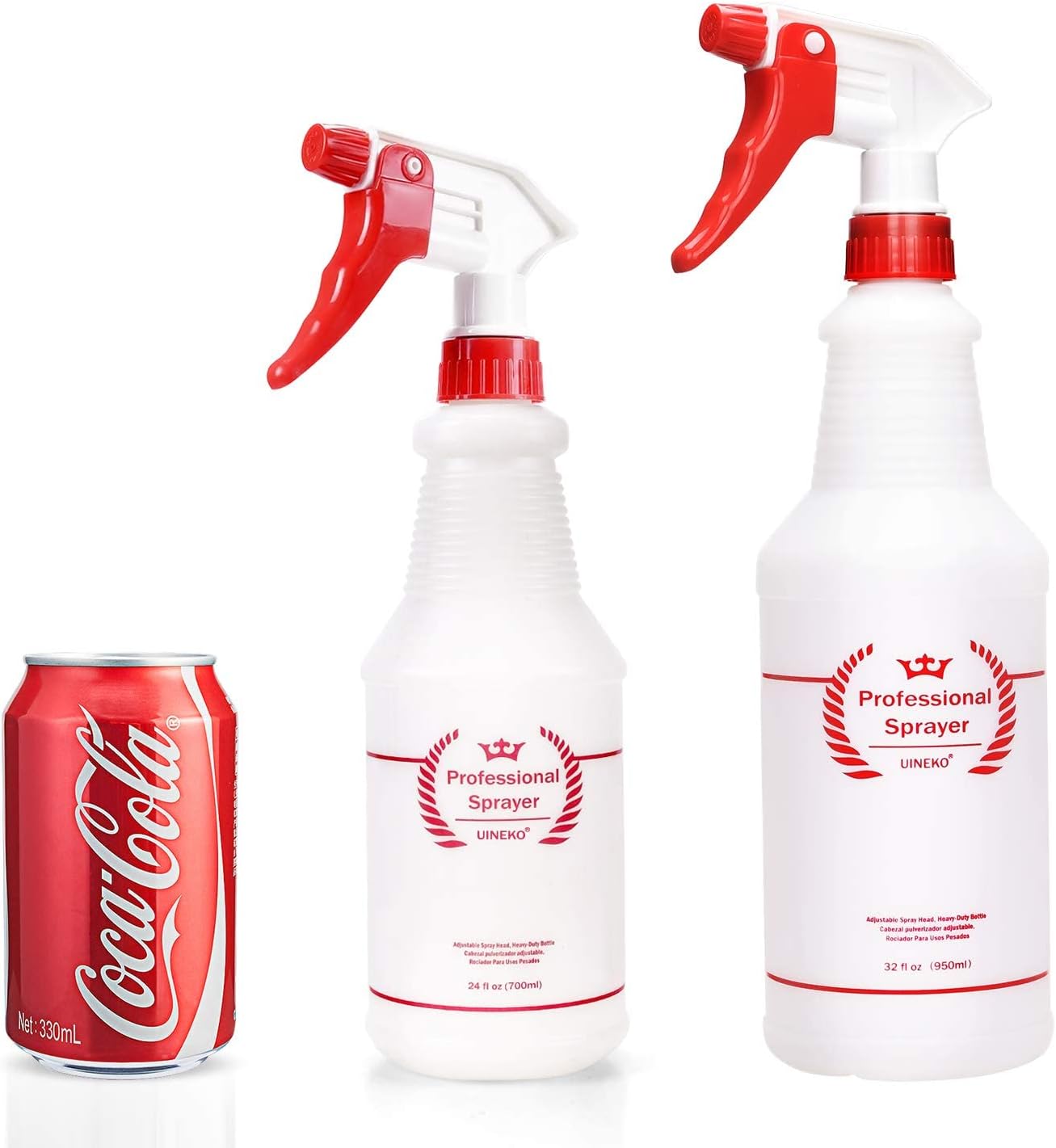 Uineko Plastic Spray Bottle (4 Pack, 24 Oz, All-Purpose) Heavy Duty Spraying Bottles Leak Proof Mist Empty Water Bottle for Cleaning Solution Planting Pet with Adjustable Nozzle and Measurements