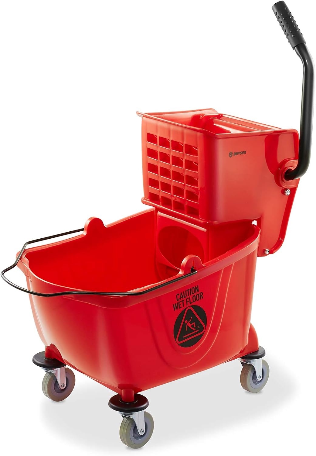 Dryser Commercial Mop Bucket with Side Press Wringer, 26 Quart, Black