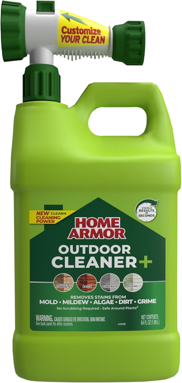 Home Armor Outdoor Cleaner Concentrate, 1 gal., Remove Stains from Mold, Mildew, Algae, Dirt and Grime for Visible Results in Seconds, No Scrubbing Required, Plant Safe