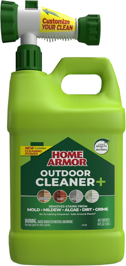 Home Armor Outdoor Cleaner Concentrate, 1 gal., Remove Stains from Mold, Mildew, Algae, Dirt and Grime for Visible Results in Seconds, No Scrubbing Required, Plant Safe