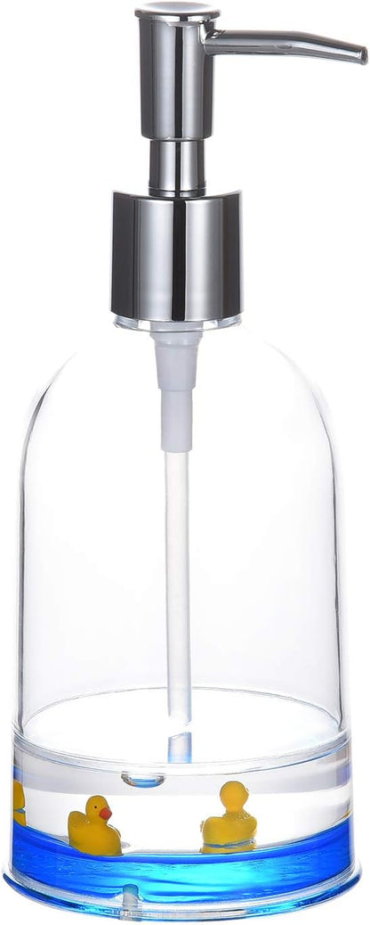Locco Decor 5 Piece Acrylic Liquid 4D Floating Motion Bathroom Vanity Accessory Set Garden Botanic Green Plants Toothbrush Holder, Tumbler, Soap Dispenser, Soap Dish, Toiletbrush Holder Set