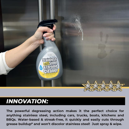 Flitz Stainless Steel & Chrome Clean - 16oz Bottle, USA-Made Stainless Steel Cleaner Spray for Appliances - Grill, Fridge, Sink Stain Remover - Also Works on Aluminum Surfaces (1 Pack)