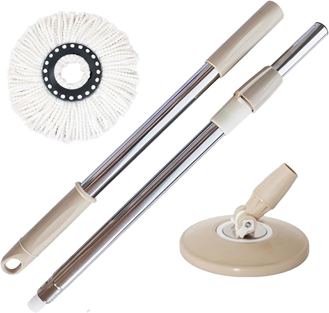 Spin Mop Replacement Handle, 47.6-inch 360 Degrees Rotating Telescopic Replacement Mop Stick with a Robust Stainless Steel Disc for Spin Mop Bucket Cleaning System (Stainless Steel Disc,Purple)