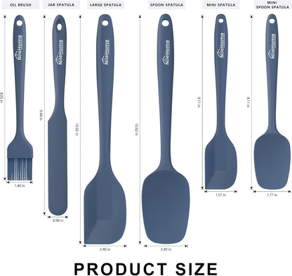 NileHome Silicone Spatula Set, 6 Pieces Food Grade Kitchen Utensils with Silicone Brush Heat Resistant Dishwasher Safe BPA-Free Rubber Spatula for Scraping, Baking, Cooking, Mixing-Forest Style