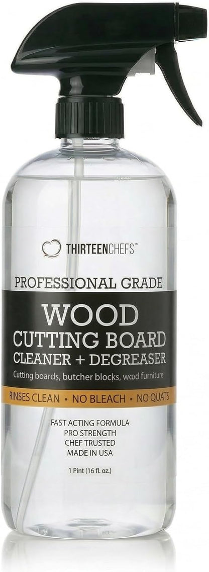 Thirteen Chefs Wood Cutting Board Cleaner - Food Safe Spray for Butcher Blocks and Countertops, Spray Soap for Wooden Surfaces (16oz)