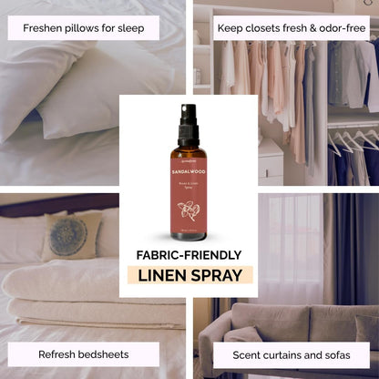 Sandalwood Room, Linen & Pillow Spray by Aromafume | 100ml/3.38 fl oz | with Pure Sandalwood Essential Oil | Aromatherapy Spray for Relaxation, Sleep & Stress Relief | Mist for Bedding, Fabrics