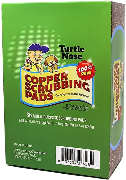 Turtle Nose Copper Scrubbing Pads/Multi-Purpose Scrubbing Pads / 100% Pure (10, BROWN)