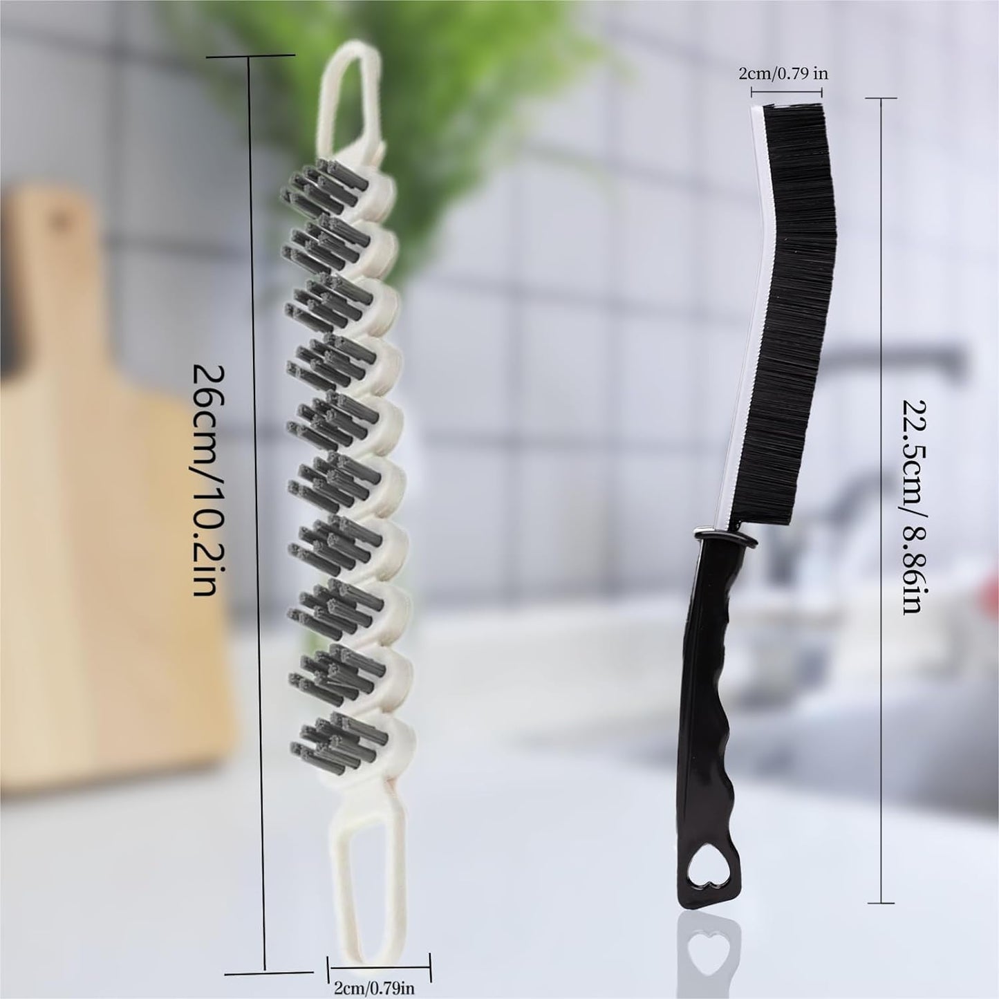 Crevice Cleaning Brush Hard Bristle Grout Brush Scrub Brush Toilet Brush Cleaning Tools Cleaning Supplies for Household Use Bathroom Kitchen 3 Pcs (Black&Blue)