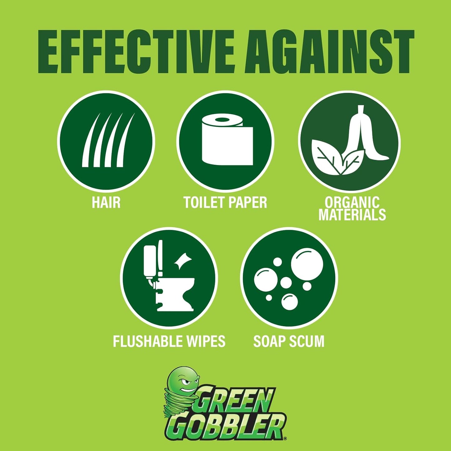 Green Gobbler DRAIN OPENER PACS | Hair Clog Remover | Toilet Clog Remover | Sinks & Tub Drain Cleaner