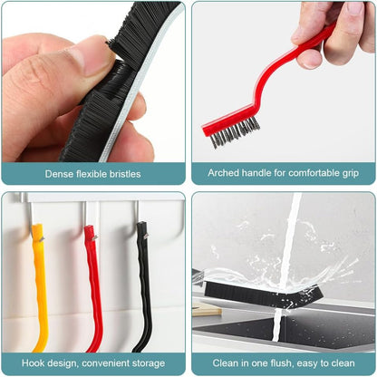 17pcs Crevice Cleaning Brush Set, Bristle Corner Cleaning Brush Set Household Use for Kitchen, Bathroom, Corner, Grout, Sink, Cup(Black)
