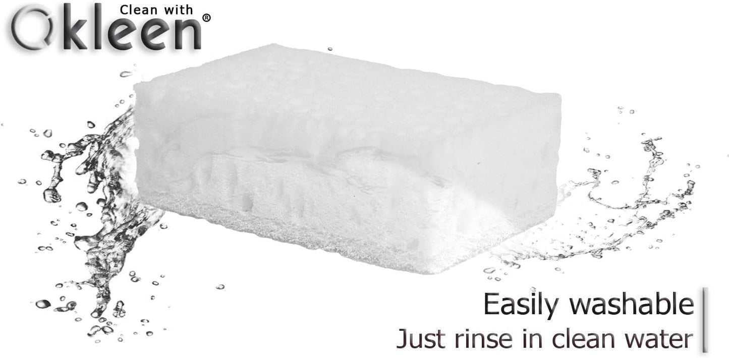 Green Multi Use Scrub Sponge. Made in Europe. 9 Pack, 4.3x2.8x1.4 inches. Odorless Heavy Duty and Non Scratch Fiber. Best, Durable, Delicate, Porous, Non Cellulose Kitchen Sponges and Scrubbers