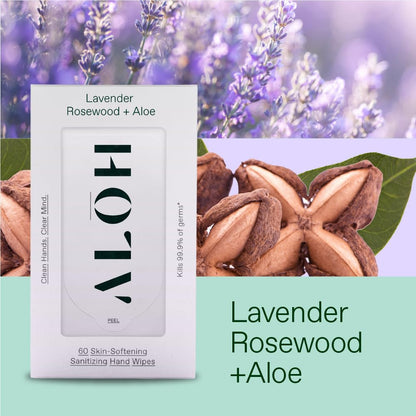 ALŌH Peppermint Eucalyptus + Aloe Sanitizing Hand Wipes - Clean Hands, Clear Mind On The Go Sanitizer for Kids and Adults - Travel Size 3 Pack 20ct Wipes (60 Wipes)