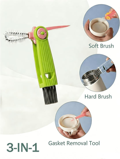 Baby Bottle Brush Set 4 in 1, Baby Bottle Cleaner, with 1P Nylon Bottle Brush, 1P Bottle Cap Brushes, 2P Straw Brushes, Bottle Brush with Nipple Cleaner and Suction Cup, BPA-Free(Green)