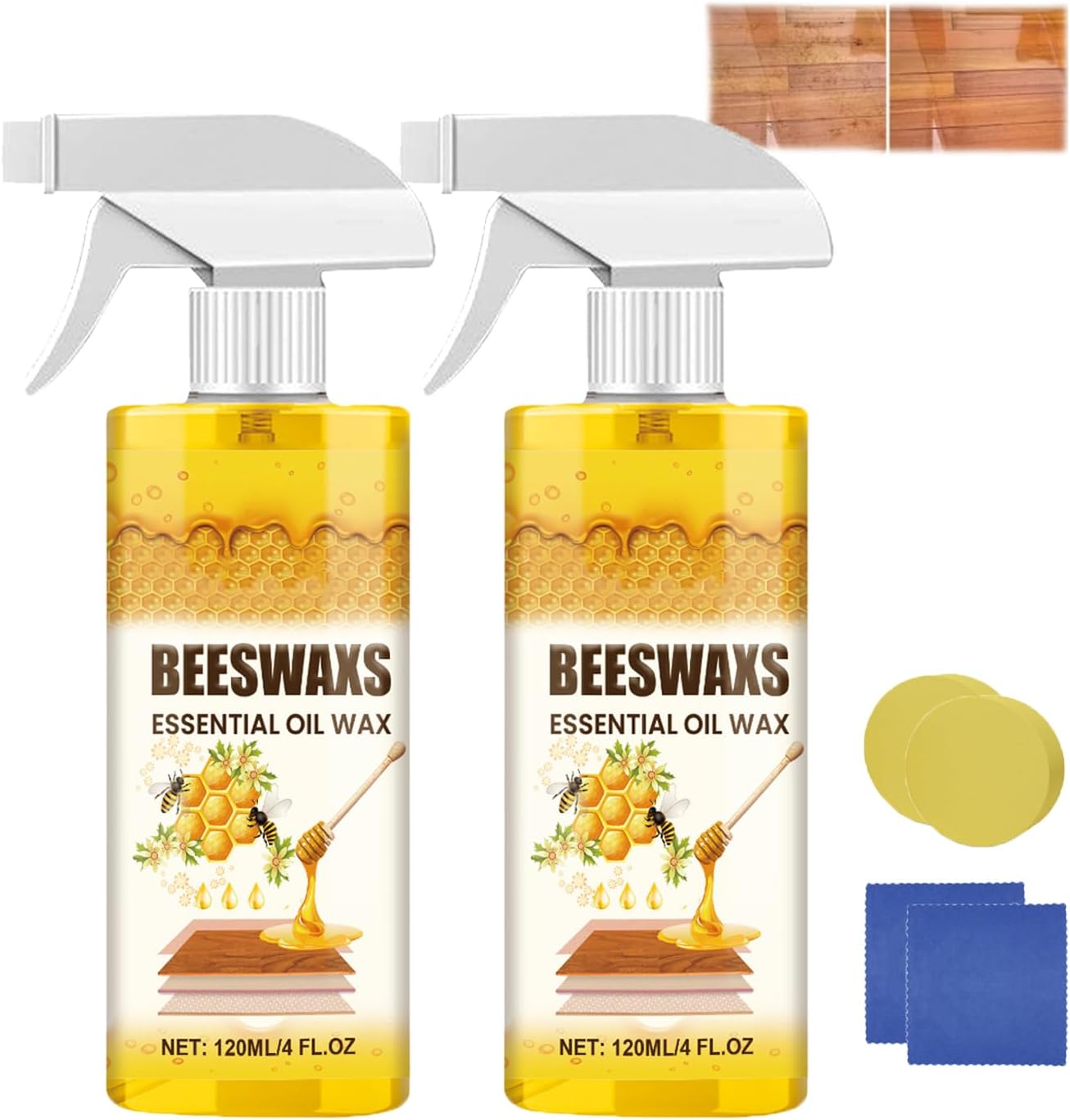4.2oz Beeswax Wood Polish Spray, Natural Beeswax Furniture Polish and Cleaner, Essential Oil Wax for Wood Floors, Tables & Cabinets (1 pcs)