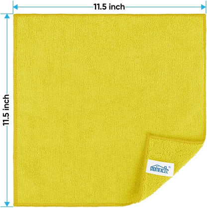 HOMEXCEL Microfiber Cleaning Cloth 210GSM, Pack of 12, Size:11.5" x 11.5", Ultra-Soft, High-Density Non-Abrasive Cleaning Towels for Cars, Glass, Kitchen, Reusable Rags, Blue/Green/Yellow/Pink