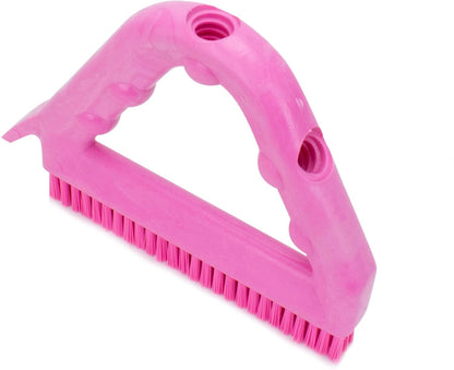 SPARTA Plastic Commercial Grout Brush, Triangle-Shaped Scrub Brush with Scraper and Two Threaded Holes for Attaching Handle (Sold Separately), 9 x 7 x 7 Inches, Gray