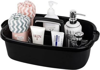 Large Cleaning Supplies Caddy Portable Shower Basket Supply Organizer with Handle Plastic Bucket Tool Storage for Bathroom, Bedroom, Kitchen, College Dorm, Garden, Dark Gray 2 Pack