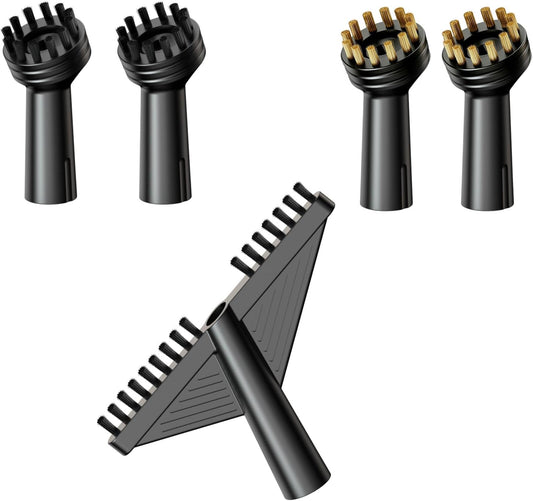Steam Mop Cleaner Brush Attachment Set, 5PCS High Pressure Steam Cleaner Brush Heads with Copper, Nylon & Crevice Tools ，Ideal for Tile Grout, Sinks, Stovetops, and Bathroom Fixtures