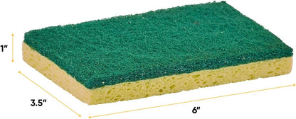 Non-Scratch Cellulose Sponge Kitchen Scrub Sponge with Scouring Pad Set, Good for Non-Stick Cookware Frying Pan, Pot, Counter Top, Sink Scrubbing, Kitchen Scrubbers, Pack of 2, (Red/Pink)
