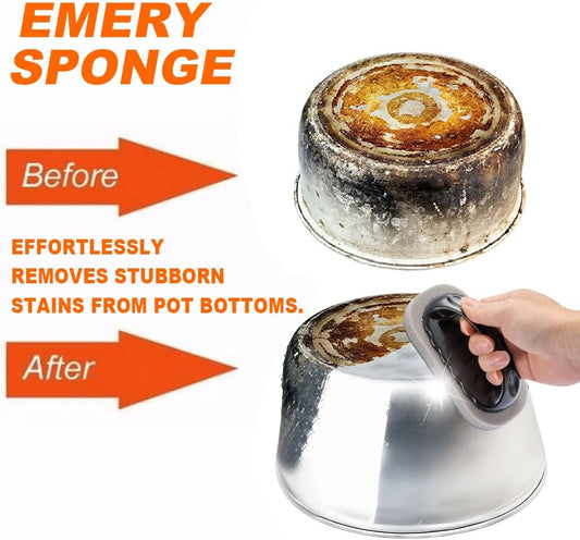 Magic Carborundum Sponge - 8pcs Pot Cleaner for Bottom of Pans,Emery Pot Scrubbers,Carborundum Sponge,Magic Sponge Brush with Handle