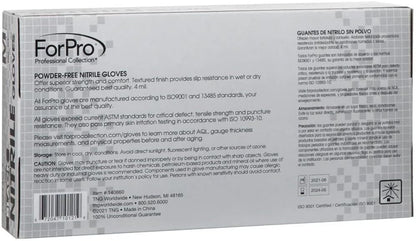ForPro Disposable Nitrile Gloves, Chemical Resistant, Powder-Free, Latex-Free, Non-Sterile, Food Safe, 4 Mil
