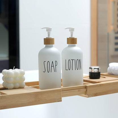 MOMEEMO Soap Dispenser Set, Contains Hand and Dish Soap Dispenser, Suitable for Kitchen Decor. (Black & White)